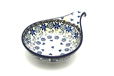 Polish Pottery Spoon/Ladle Rest - Silver Lace