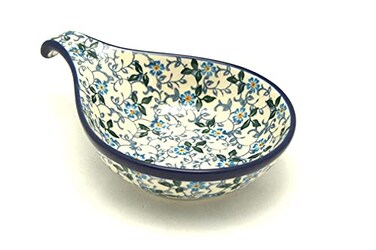 Polish Pottery Spoon/Ladle Rest - Forget-Me-Knot