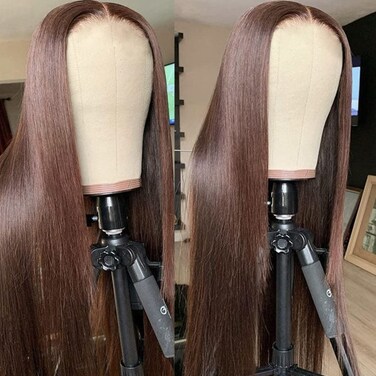 Missyvan Lace Front Wigs Long Straight Hair Natural Brown Glueless Brown Blonde Synthetic Lace Front Wigs for Fashion Women Heat Resistant Fiber Hair