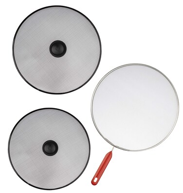 Kitchen Oil Splash Guard for Skillet - Set of 3: 10", 11.4", 11.4" - Bacon Splatter Screen for Frying Pan - Anti Grease Pans Cover for Ultimate Protection