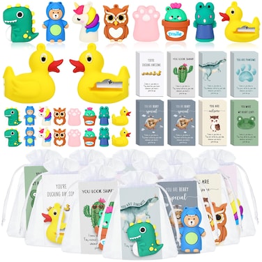 Fulmoon 40 Sets Pencil Sharpeners Employee Appreciation Gifts Valentine's Day Gifts for Coworkers Valentines Cards for Kids Classroom Thank You Gifts Bulk Emotional Support Handheld Pencil Sharpeners