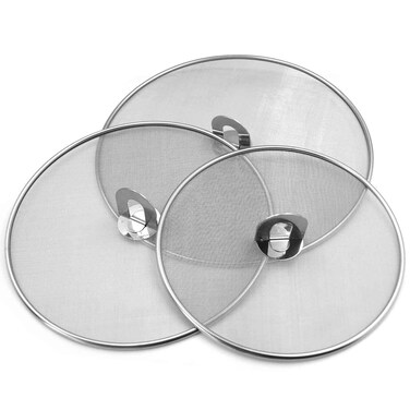 Splatter Screen for Cooking - Stainless Steel Grease Splatter Guard for Frying Pan, No Cooking Oil Mess No Burns, Ultra Fine Mesh Lids Set of 3(10", 11.5", 13")