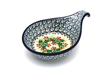 Polish Pottery Spoon/Ladle Rest - Holly Berry