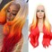 Phayre Blonde Ombre Yelllow Red Synthetic Lace Front Wig Long Wavy Glueless Natural Looking Heat Resistant Fiber Hair Wig for Fashion Women