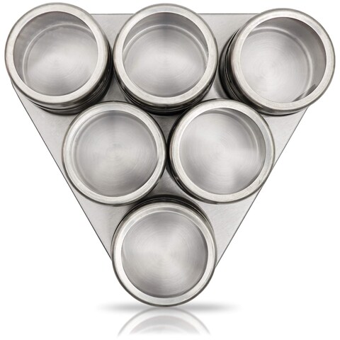Magnetic Spice Rack - 6 Stainless Spice Jars for Seasoning - Magnetic Spice Containers for the Kitchen, Dining Table, and Refrigerator - 2.50&quot; x 8.00&quot; x 8.00