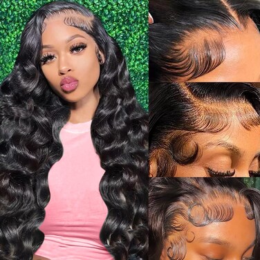 ALSZIQIHR 22 Inch Body Wave Lace Front Wigs Human Hair Pre Plucked with Baby Hair 180 Density Glueless Human Hair Wigs for Women 13x6 HD Transparent Lace Front Wigs with Natural Hairline