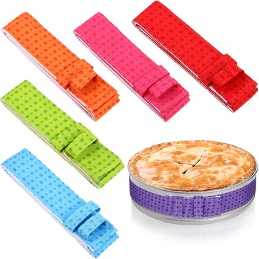 6 Pieces Colorful Baking Even Strip Cake Pan Baking Strips Absorbent Thick Cake Strips Baking Tray Protection Straps for Home Kitchen Baking Supplies