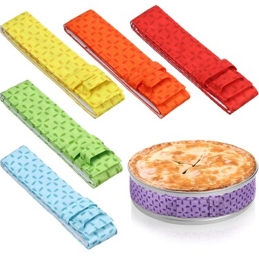 6 Pieces Baking Strips Colorful Bake Even Strip, Cake Pan Strips, Absorbent Thick Cotton Cake Strips, Baking Tray Protection Strap, Baking Warp for Clean Edges Baking