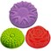 SENHAI 3 Pack Flower Shape Silicone Cake Bread Pie Flan Tart Molds, Large Round Sunflower Chrysanthemum Rose Shape Non-Stick Baking Trays for Birthday Party DIY - Yellow,Red,Purple