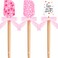 3 Pcs Valentine's Day Silicone Spatulas with Wooden Handles Valentine Pattern Heat Resistant Baking Spatulas Silicone Spatulas with Pink Satin Ribbon Bows for Baking, Cooking and Sauteing
