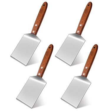 4 Pcs Small Brownie Cookie Spatula Metal Stainless Steel Spatula with Wooden Handle for Desserts Cutting and Serving Desserts, Brownies and Lasagna