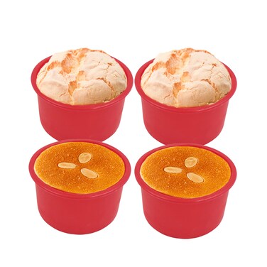 4 Inch Cake Pan 4 Pack Silicone Molds for Baking Round Cake Mold Non-Stick Baking Pan Giant Cupcake Mold Bakeware Pan for Muffin, Cupcake, Layer Cake, Cheese Cake, Rainbow Cake and Chiffon Cake