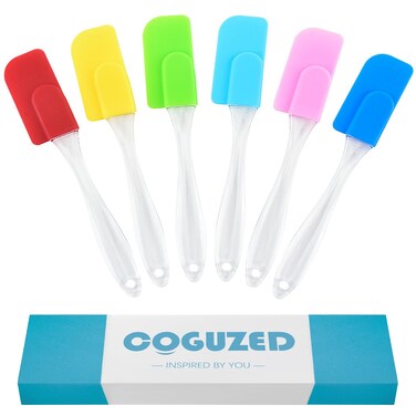 CoguZed 6 Piece Mini Silicone Spatula Set, Small Rubber Spatulas Handle, Heat Resistant, Non-Stick for Baking, Cooking, Mixing, Perfect Small Spatulas for Kitchen Use