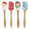 Healeved 4PCS Christmas Silicone Spatula Christmas Spatulas with Wooden Handle Santa Claus Snowman Snowflake Christmas Spatulas for Baking Christmas Kitchen Utensils
