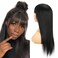 Brazilian Silky Straight Machine Made Human Hair Wigs Glueless Unprocessed Virgin Human Hair None Lace Front Wig Natural Color Straight Wigs with Bnags for Women (20inch)