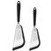 FONGLUAN Stainless-Steel Slotted Flex Fish Turner, Set of 2, Kitchen Spatulas for Nonstick Cookware, Cooking Utensils for Flipping Eggs &amp; Pancakes, Heat-Resistant, BPA Free, Dishwasher Safe, Black
