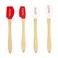 Generic Mini Spatula Set, Caliamary 4 Pieces Silicone Cooking Utensil Set with Spatula Spoon for Baking, Mixing, Non-Stick Kitchen Gadget Set with Wooden Handles, small, White,Red