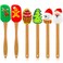 Patelai Christmas Silicone Spatula Xmas Cake Spatula with Wooden Handle Snowmen Pancake Spatula Cute Pan Scraper Xmas Dish Scraper Cooking Spatulas for Kitchen Mixing Cooking (Vivid Style,6 Pieces)
