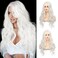 Sallcks Womens White Wig Long Curly Wavy Cosplay Wig Middle Part Synthetic Heat Resistant Costumes Wig for Daily Party Halloween