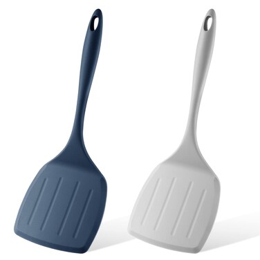 Lallisa 2 Pcs Extra Large Silicone Turner Heat Resistant Nonstick Silicone Spatulas Pancake Spatula Flexible Cooking Flipper Wok Spatula for Cooking Utensils for Kitchen Baking Stir Fry Pancake Egg