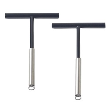 2 Pack T Shape Stainless Steel Batter Spreader Scraper with Hanging Hole Non Stick Dough Batter Spreader Spatula Crepe Making Tool for Restaurant
