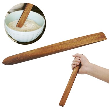 S-SNAIL-OO Wooden Sourdough Bread Mixing Stir Stick - 11 inches, 100% Acacia Sourdough Spatula Wooden for Kitchen Cooking, Wooden Sourdough Bread Making Tools for Stir in Flour, Reusable (1)