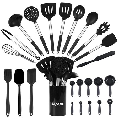 25PCs Large Silicone Cooking Utensils Set - RFAQK 446&Acirc;&deg;F Heat Resistant Kitchen Utensils Set - Perfect For Non-stick Kitchen Cookware - Dishwasher Safe Spatula Set&acirc;&euro;&brvbar;