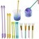 Szecl 8Pcs Double Ended Silicone Spatula Tool for Epoxy Resin 4Pcs Brush Mini Spatula Scraper Set 3 Sizes Stir Sticks DIY Mixing Resin Liquid Last Drop Spatula Silicone Long Spoons for Thin Jar, Paint