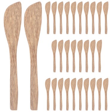 INOOMP 30Pcs Wooden Spoon Cake Bench Scraper Cake Edge Scraper Dumpling Filling Spreader Bakery Butter Spatula Wooden Jam Spatulas Japanese Tools Bakery Jam Spreader Fudge Outdoor