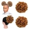 KGBFASS 2Pcs Locs Ponytail Drawstring Loc Petal Bun Curly Dreadlock Ponytails Brown Braided Faux Locs Buns Clip in on Braids Pony Tail Afro Puffs Hairpieces for Black Women(27#)