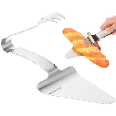 Kichvoe Pizza Server Tongs Pie Server Stainless Steel Pizza Spatula Server Triangular Spade Spatula Appetizers Tongs Utility Tongs Food Flipping Spatula Tongs Clip Cake Shovel