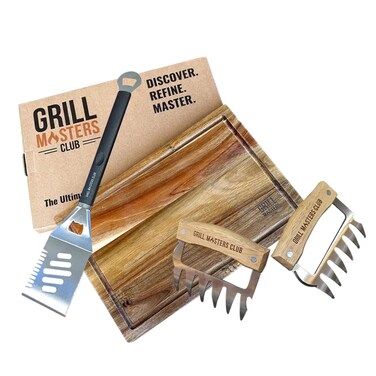 Grill Masters Club Super Bundle: Cutting Board, Meat Claws &amp; Spatula for Grilling Cooking Gift Set for Grillers