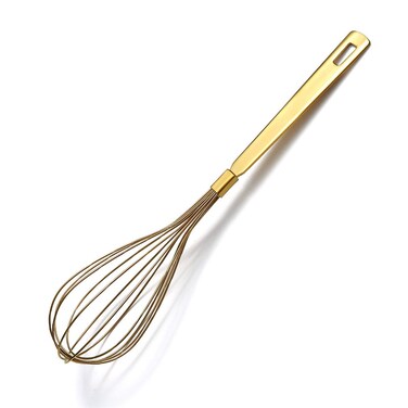Gold Whisk, Berglander Whisk For Cooking With Titanium Gold Plating, Stainless Steel Balloon Whisk, Sturdy Kitchen Wire Whisk Set for Cooking, Baking, Blending, Beating, Dishwasher Safe, Easy to Clean