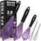 Walfos Whisk, Silicone Whisks Set of 5, Mini Stainless Steel Whisk 7+5in &amp; Non Scratch Coated 7+9+11in Whisks, Suitable for Blending, Whisking, Beating, Frothing &amp; Stirring. (Purple)