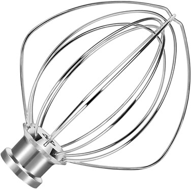 Wire Whip Attachment for KitchenAid 5-6 Quart Bowl-Lift Stand Mixers, K5AWW Wire Whisk Replacement, Egg Heavy Cream Cakes Mayonnaise Whisk, Silver