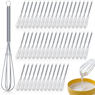 Baderke 6 Inch Mini Whisk Bulk Small Whisks for Cooking 304 Stainless Steel Tiny Whisk for Baking, Whipping,Beating Eggs, Mixing Sauces, Blending Ingredients(50 Pcs)