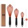 OYV Dishwasher Safe Silicone Whisk, Sealed Waterproof Design Set of 3, Professional Kitchen Whisks for Cooking Non-Scratch, Silicone &amp; Stainless Steel Whisk, Heat Resistant Balloon Egg Beater, Red