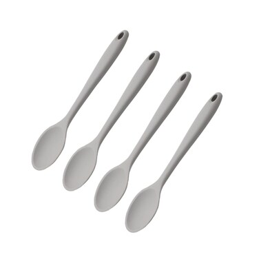 BIUDECO 4pcs Silicone Spoon Japanese Ramen Spoons Cake Decoration Soup Scoop Food Serving Spoons Rice Cream Soup Spoons Kitchen Mixing Spoon Concentrate Cooking Spoon