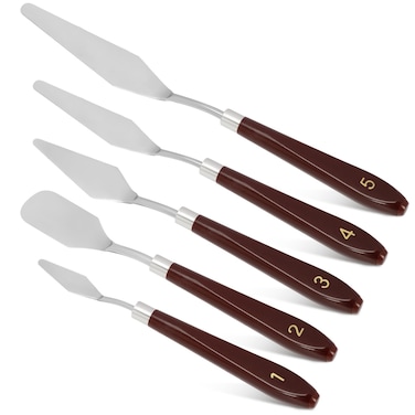 Cake Cream Spatula 5 Pcs Stainless Steel Cake Spatula with Frosting Baking Pastry Tool Mixing Set Cake Icing Oil Painting Decorating Cream Toner Tool for Cake Fondant Chocolate