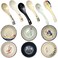 Tioncy Set of 12 Japanese Retro Style Tableware Soy Sauce Dish Set 6 Pcs Asian Soup Spoons 6 Pcs Ramen Spoon Appetizer Plates 3.8 Inch Japanese Rice Spoon for Sushi Sauce Snack