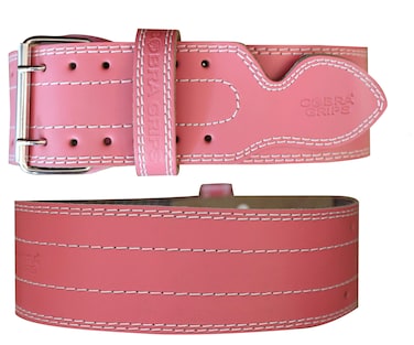 Weight Power Lifting Belt 4&acirc;&euro; Wide Cobra Grips Best Premium Genuine Leather Belt for Men &amp; Women Adjustable Weightlifting Back Support (Pink, Medium 32"-40)