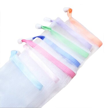 Andiker Soap Bag Soft for Shower, Soap Pouch Saver with Drawstring for Foaming and Drying,Hangable (7 pcs mesh soap bag)