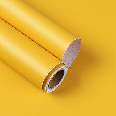 YENHOME Yellow Peel and Stick Wallpaper Contact Paper for Countertops for Kitchen cabinets Stick on Wall Paper Solid Color Contact Paper Classroom Vinyl Adhesive Wallpaper for Bedroom 17.7x80 Inch