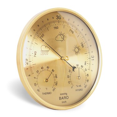 3-in-1 All-Season Wall Hanging Thermometer, Barometer, Hygrometer   Accurate Weather Station for Home and Office   Fahrenheit Edition in/Outdoor