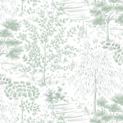 Hopepak 17.3&#39;&#39;x197&#39;&#39; Peel and Stick Wallpaper Green and White Wallpaper Peel and Stick Self Adhesive Removable Wallpaper for Bedroom Tree Contact Paper Boho Wallpaper for Bathroom Walls Decor