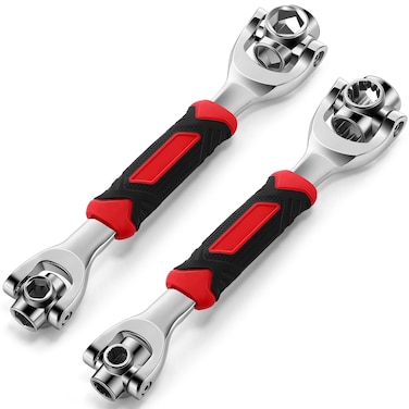 Lasnten 2 Pcs Universal Wrench Including 52 In1 Socket Wrench and 48 In1 Dog Bone Wrench Multifunction Wrench Tool with 360 degree Rotating Head Adjustable Spanner Tool for Home Bicycle and Car Repair