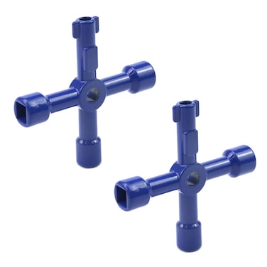 Xiaoyztan 2 Pcs 4-Way Multifunctional Wrench Triangle Square Socket Wrench for Water Gas Meter Valve Elevator Electrical Equipment or Cabinet (Blue)
