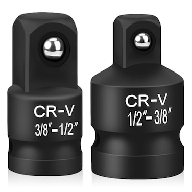 KALIONE 2 Pcs 1/2 to 3/8 Impact Adapter 1/2 to 3/8 Socket Adapter Impact Socket Reducer and Adapter Set 1/2" to 3/8" and 3/8" to 1/2" Steel Impact Adapter Set, Breaker Bar Wrench Conversion Kit