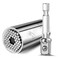 Hanpex Super Universal Socket Tools for Men with Power Drill Adapter Fits Standard 1/4" - 3/4" Metric 7-19mm, Super Socket Multi Shape Functional Magic Grip Silver