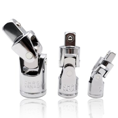 Dianrui 3PCS Metal Universal Joint Socket Adapter,1/4&quot;, 3/8&quot;, 1/2&quot; Rotating Sleeve Adapter Set, for Maintenance, Automobile Modification and Wrench Socket Modification